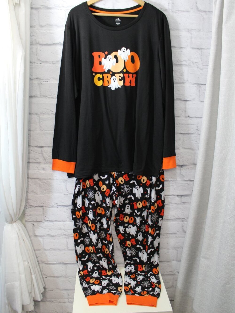 Halloween Plus Loungewear Pajama Set Boo Crew Longsleeve 2x Fall Colorful Ghost